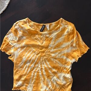 Divided Yellow Tie-Dye Crop Top, size XS